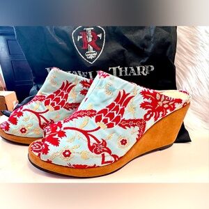 Rockwell Tharp handmade booties Mules RED BOTTOMS Size 41 US 10 EUC worn once!!